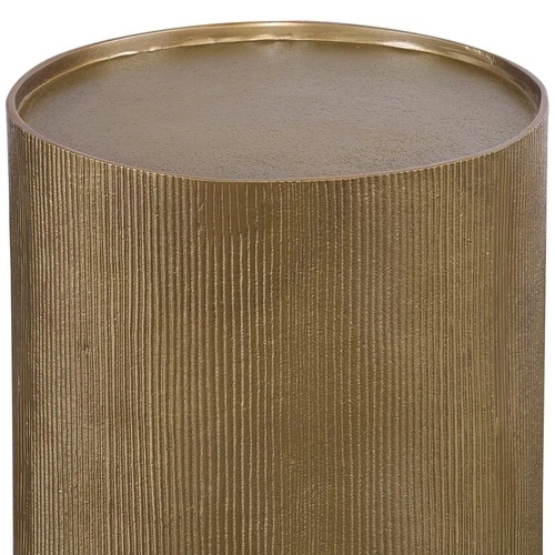 Glam Aluminum Round Accent Table 12" Wide Antique Gold for Living Room Bedroom - Picture 3 of 5