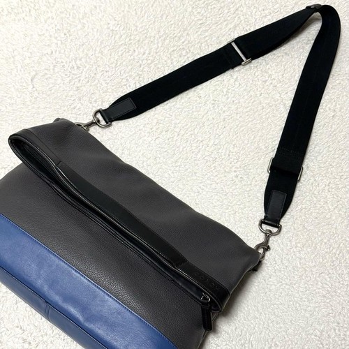 Coach Camden 2Way Messenger Bag Grain Leather Gray/Blue Used - Picture 5 of 17