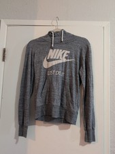 Nike Women's Just Do It Hoodie Sweatshirt Pull Over Gray Long Sleeve Size Small