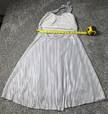Vintage Tag 1080 Silver Halter Dress XL Metallic Pleated Y2K Made in USA NWT