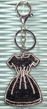 Black  Silver Dress - Bling Crystal - Bag Charm Chain Keychain Key Ring Car