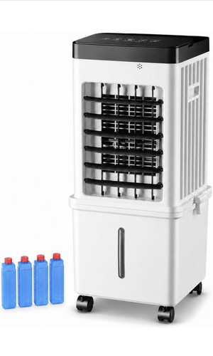 Portable Evaporative Air Cooler with Remote, 12L Tank & Casters 3-Speed Airflow
