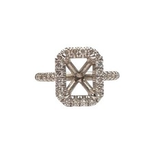 Diamond Engagement Ring SETTING ONLY for 1.00-1.10ct Emerald Cut 14k White Gold