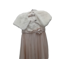 JOHN ROCHA Bridesmaid Size M. Flower Girl Dress & Fur Bolero Cape