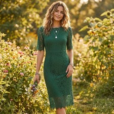 Merokeety M Sheath Dress Scalloped Lace Regencycore Whimsigoth Romantic Ethereal