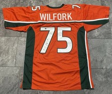 Vince Wilfork Signed Custom Miami Hurricanes Orange Jersey Size XL (Beckett COA)