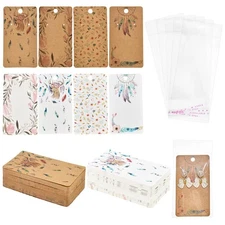160pcs 8 Styles Cardboard Earring Display Cards Earring Card Holder with 100p...