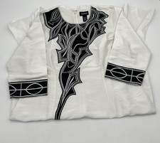 Size 16 Ashro White and Black Bettina Peplum-Hem Sheath Dress