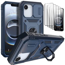 For iPhone 16e 17e Blue Kickstand Case Protective Phone Cover / Screen Protector