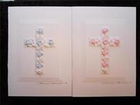Christening, Baptism, Baby, Cross Blue, Pink Or White Flowers Handmade Blank Christening, Baptism, Baby, Cross Blue, Pink Or White Flowers Handmade Blank