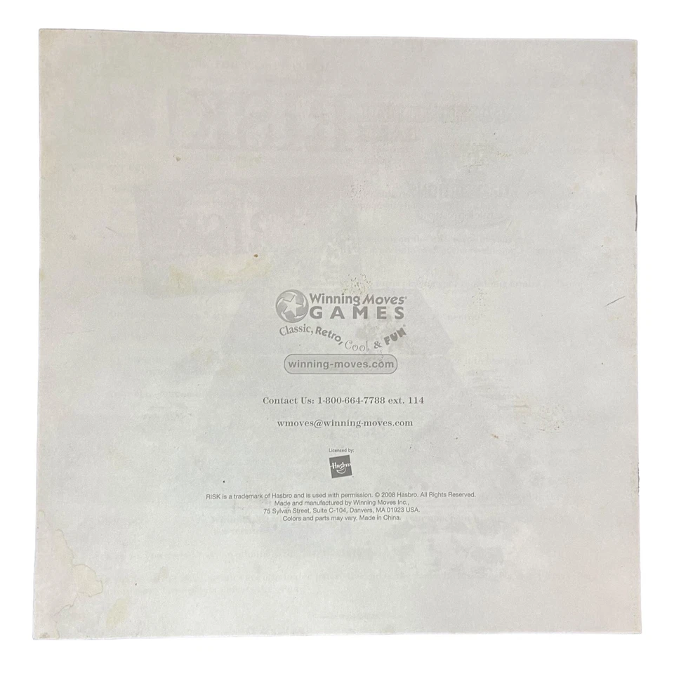 RISK Vintage Board Game 2008 Parker Brothers Inc. Continental Instructions Rules - Image 2 of 4