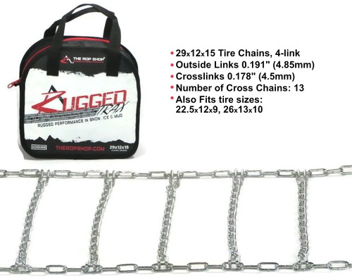 Pair of 4 Link Tire Chains 29x12x15, 22.5x12x9, 26x13x10 for Polaris Ranger UTV - Bild 2 von 8