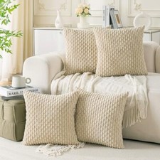 Set of 4 Decorative Pillow Covers 18x18 Inch 18" x 18" Pack of 4 Beige
