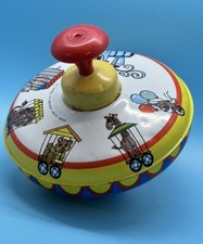 Vintage Ohio Art Spinning Top Metal Tin Toy Circus Animals Train