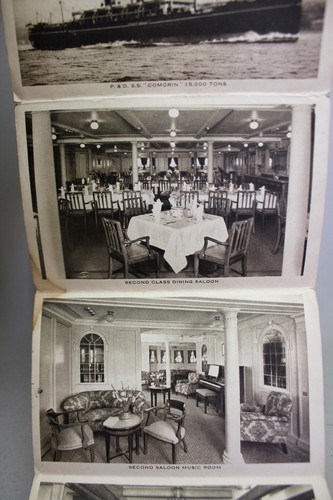 RARE Antique P&O LINE 1934 Postal Postcard sent from SS COMORIN/ Interior views - Picture 6 of 8