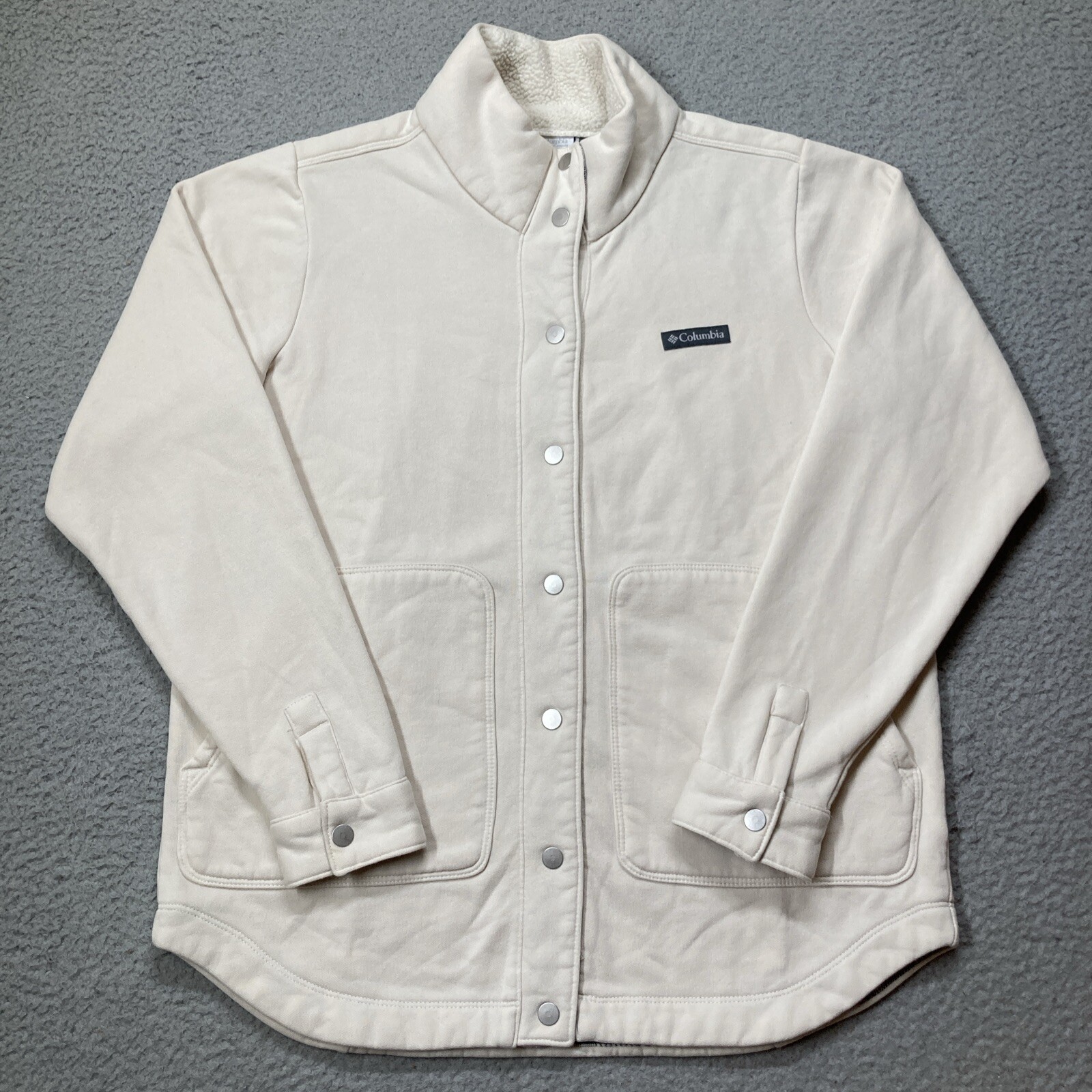 Columbia Women's Sherpa-Lined Ivory Hart Mountain Snap Jacket - Large White