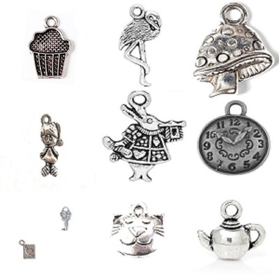 Tibetan Silver Alice in Wonderland Theme Charm Pendant Beads Jewellery Making