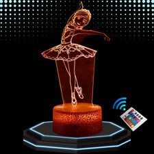 Lampe chevet 3D LED Danseuse Danse classique Veilleuse changement couleurs noël
