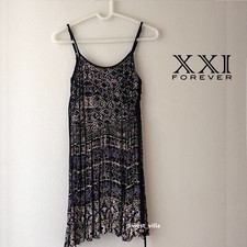 Spaghetti Strap Lace-Up Mini Summer Boho Dress Cover Up Forever XXI Black Small