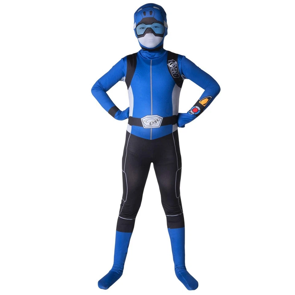 Niños Bestia Morpher Azul Power Ranger Morphsuit Niños Superhéroe Disfraz Halloween Foto 2 de 4