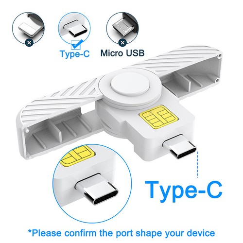 USB-C IC Smart Card Reader For Bank Card ID Card Portable Type-C SIM Card - Afbeelding 12 van 13
