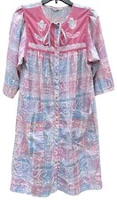 Vintage 70s Pink Plaid Snaps Housecoat Size L Models Lounge Robe Cottagecore