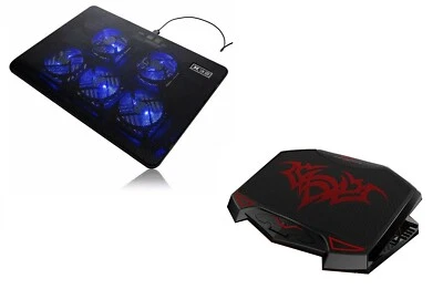 Portable Laptop Cooling Pad LED Dual USB Cooling Fans Adjustable Stand Coolpad - Image 1 of 4