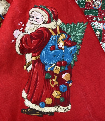 Falda Árbol de Navidad con Encaje - Doble Cara Papá Noel y Perros Gatos Pájaros Vingtage - Imagen 7 de 12