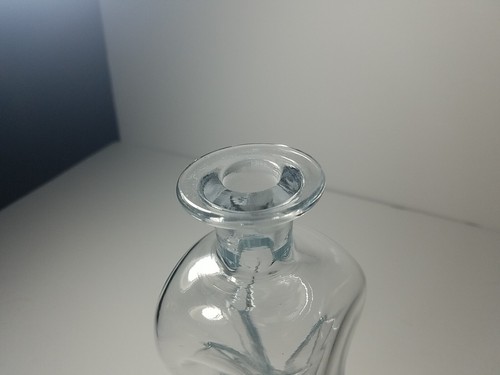 Vintage Holmegaard Clear Glass Bottle 7 1/2" MCM Blown Pinched NO STOPPER - Picture 7 of 8