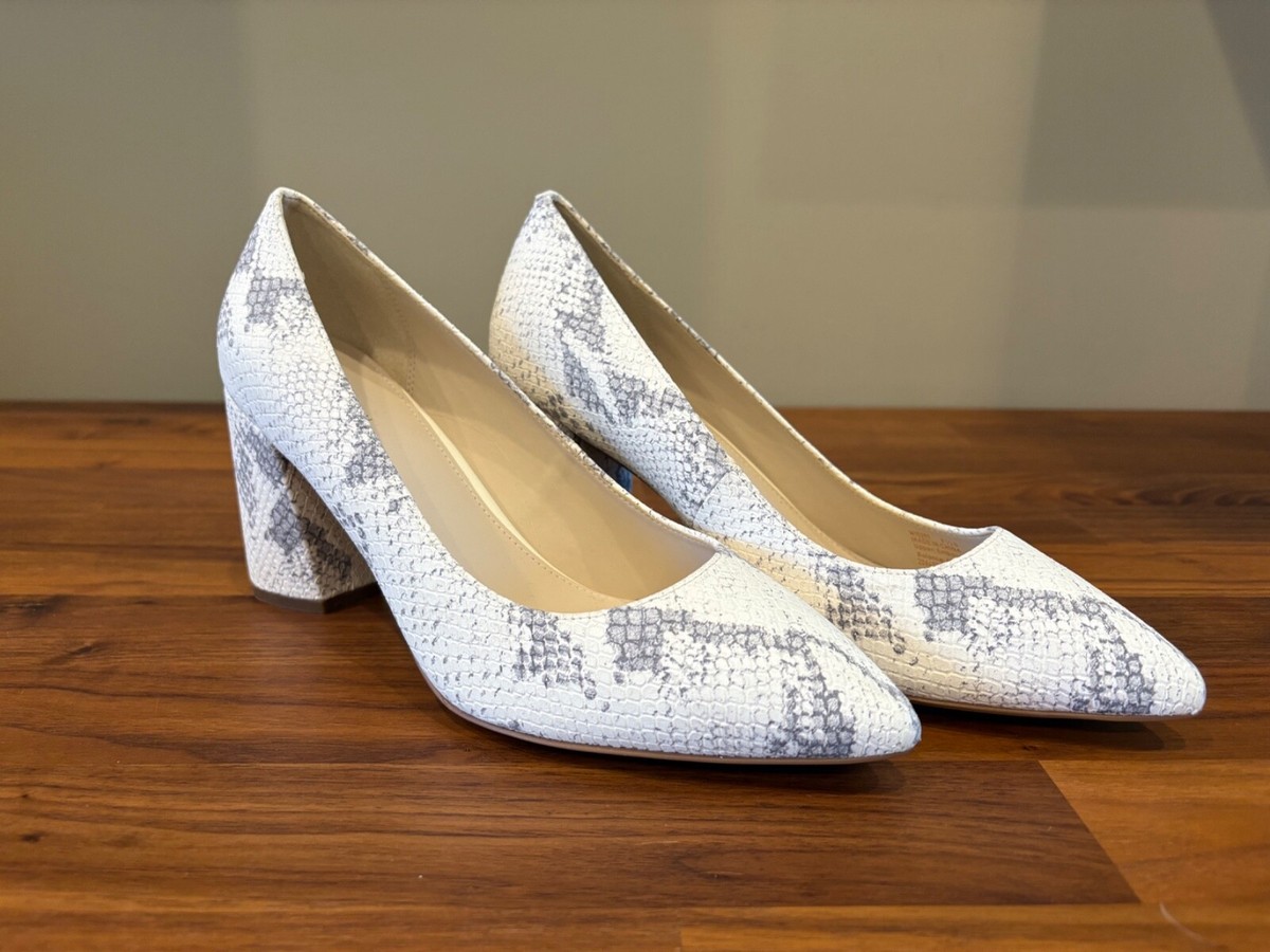 COLE HAAN Womens Karena Chalk Python Print Leather Block Heel Pump SZ 8.5B NWOB View 2