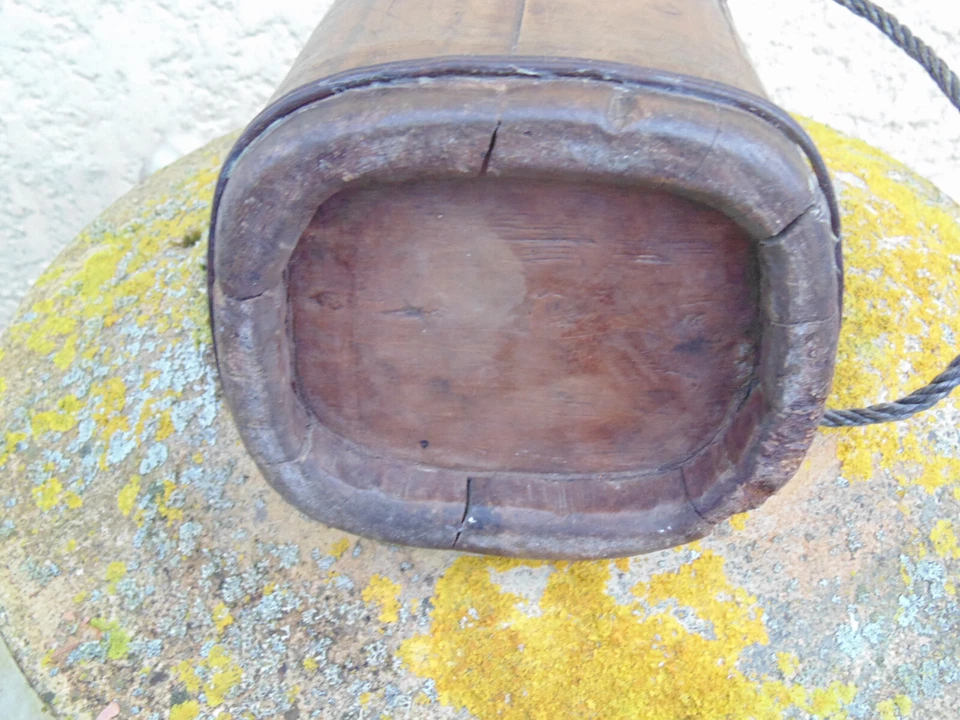 Art populaire ancienne gourde à alcool en bois fin XIXème daté 1879 - Photo 4/4