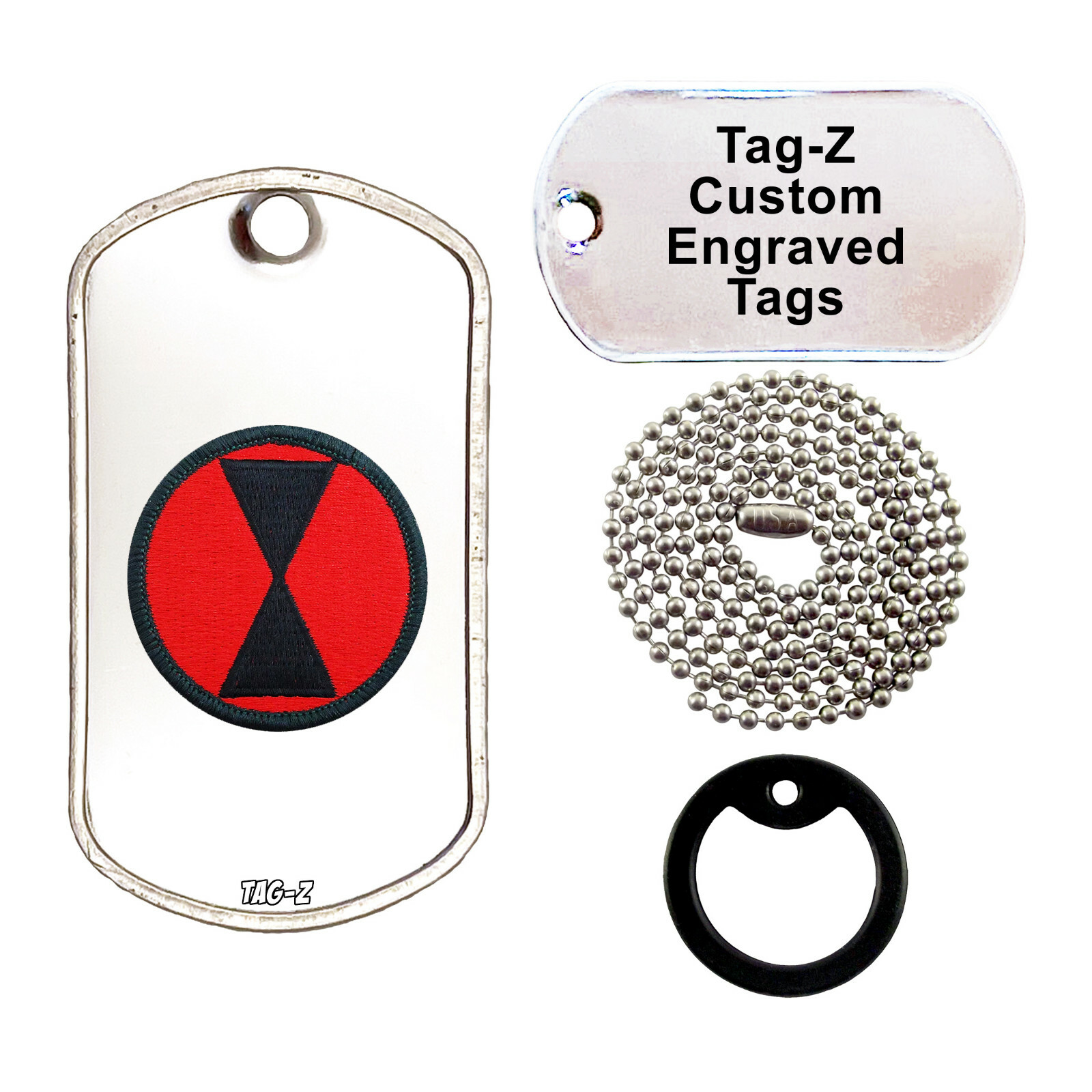 7TH INFANTRY DIVISION PATCH - CUSTOMIZED - ENGRAVED NECKLACE - Tag-Z Military