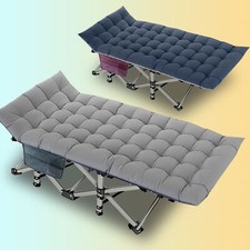 H ZT Potable Folding Camping Cot Heavy Duty Adults Sleep Cots W/Mat Carry Bag