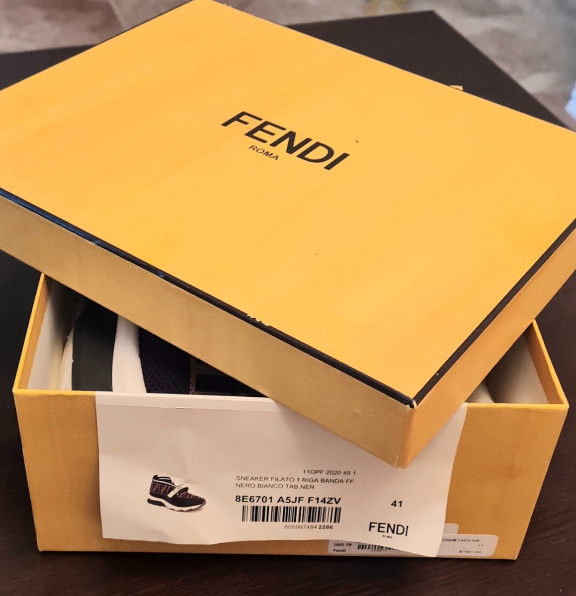 FENDI 　♡I♡ Fendi White/Clear Zucca PVC and Leather Kan I Logo Medium