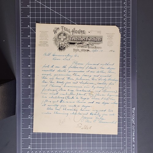 German Inn Saloon Tavern Hotel Reno NV. W.M. Tell House 1906 Letter Head - Picture 3 of 7