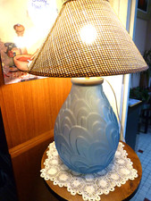 Grande lampe de salon ananas en verre couleur bleutée Design 60's