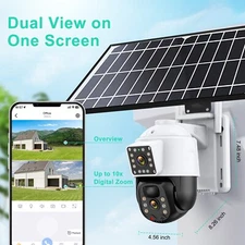 4MP Solar Security Camera Wireless Outdoor Dual Lens PTZ 10x Zoom Surveillance