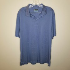 Pga Tour Mens Blue Striped Short Sleeve Golf Polo Size L
