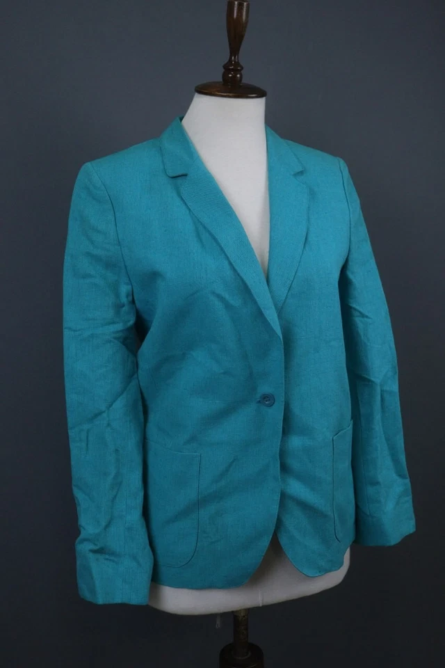 Jaqueta Blazer Mondi Teal Manga Longa Um Botão Confortável Tamanho 8 - Imagem 4 de 4