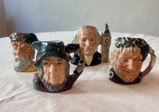 Lot Royal Doulton Face Jugs Small Rip Van Winkle Bacchus Robinson Crusoe Retired