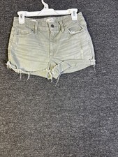 Universal Thread Woman s Size 2/26 Mid Rise Light Wash Green Denim Shorts