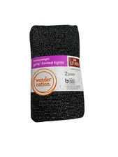 wonder nation girls heavyweight footed tights 2 pairs black red size medium 7 10