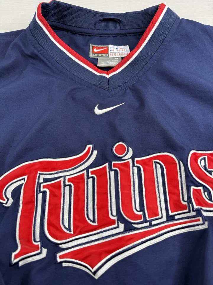 Vtg Nike Minnesota Twins Windbreaker Jacket Blue Center Swoosh Pullover Mens S - Image 4 of 4