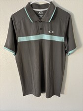 Oakley Hydrolix Polo Shirt Gray Teal Regular Fit Short Sleeve Mens Size Small