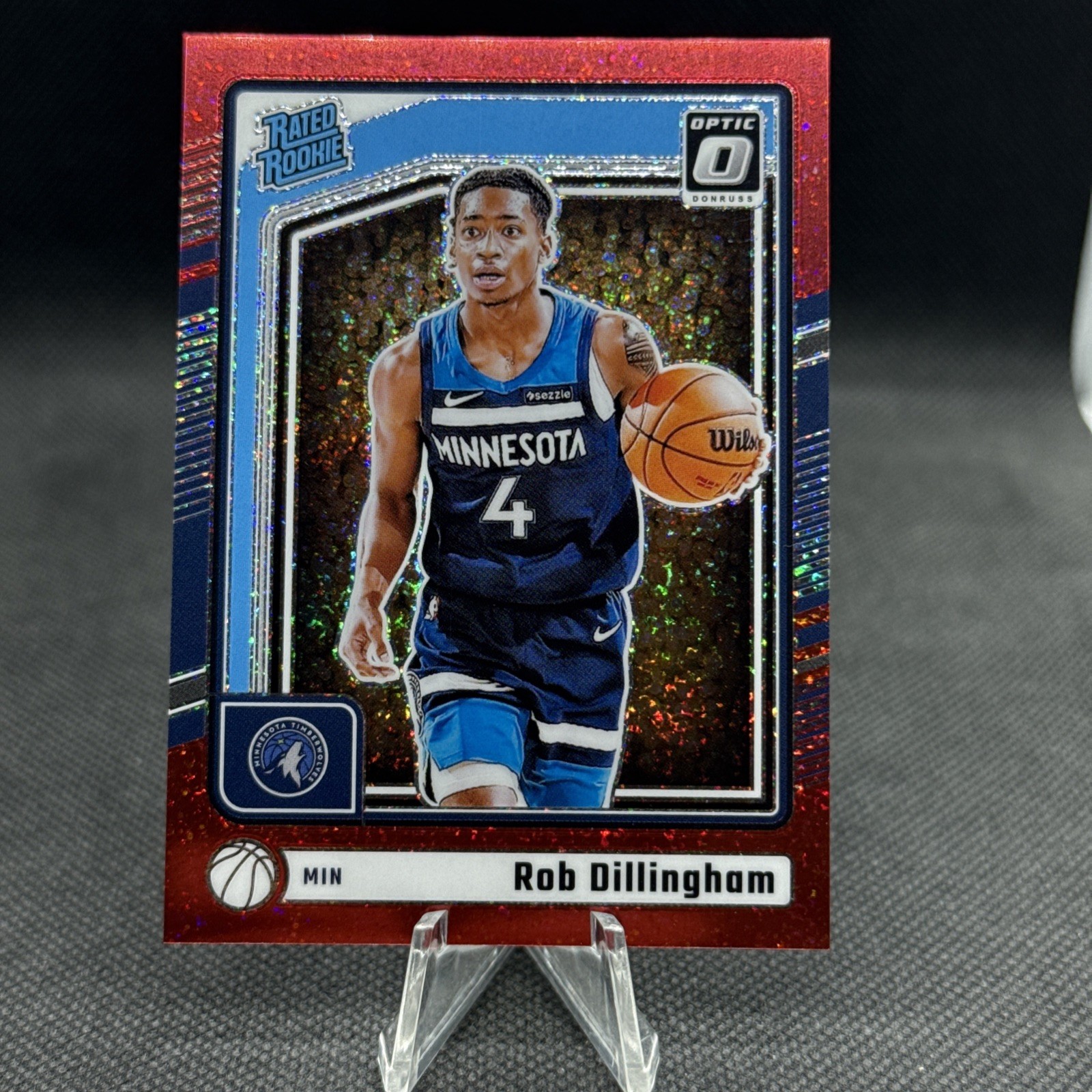 2024-25 Donruss Optic Rob Dillingham Rated Rookie Red Glitter /75 #259