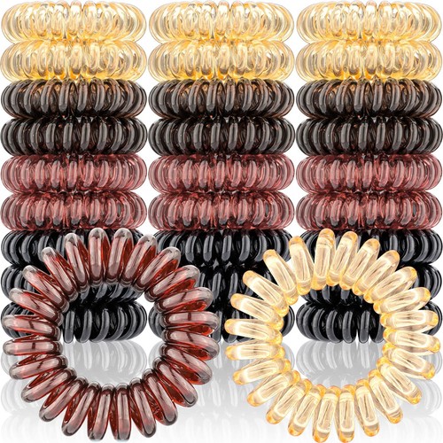 27 PCS Spiral Hair Ties,No Crease Coil Hair Ties, Cord Hair Ties for Thick Ha...