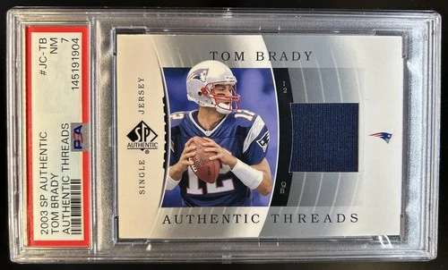 2003 SP Authentic Tom Brady Threads Single Jersey #JC-TB Patriots PSA 7