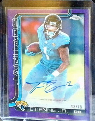 2025 Topps Chrome - Autographs Travis Etienne #BA-TE Purple Refractor /75 (AU)