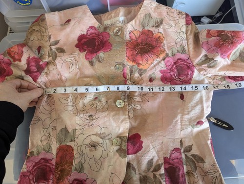 PHASE EIGHT Linen Mix Jacket Wedding Smart Floral Pink Size 10 Peony - Picture 11 of 11