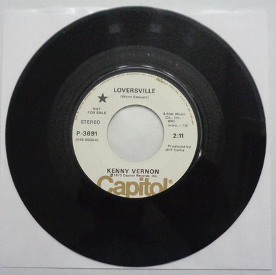 Kenny Vernon: Loversville 1973 Capitol P-3691 Hollywood Promo J-3/J-3 Press VG++